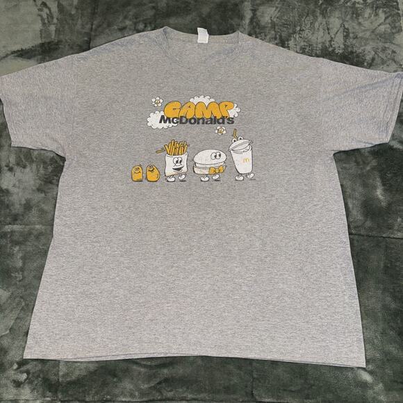 Vintage Fruit of The Loom Camp McDonald's Employee T-Shirt Mens XL Gray Graphic - Picture 1 of 6